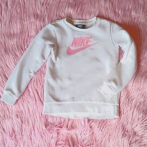 Nike Girls Crew Neck Long Sleeved Sweatshirt, Sz 4T White & Pink